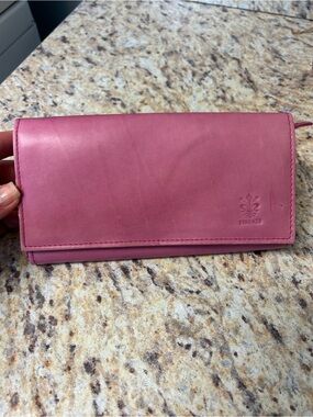 Firenze Italian Pink Leather Long Wallet